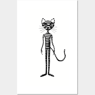 Striped cat Posters and Art